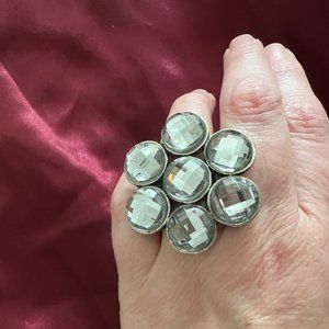 Large Faux Gemstone Elastic Band Cocktail Ring